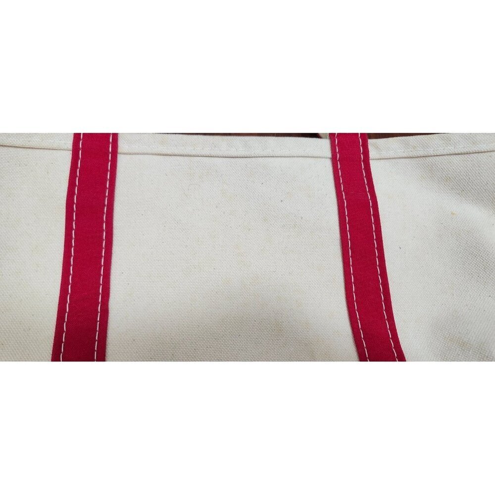 Vintage L.L.Bean Boat And Tote Canvas Bag Medium Red Trim Made In USA Classic - Picture 9 of 13